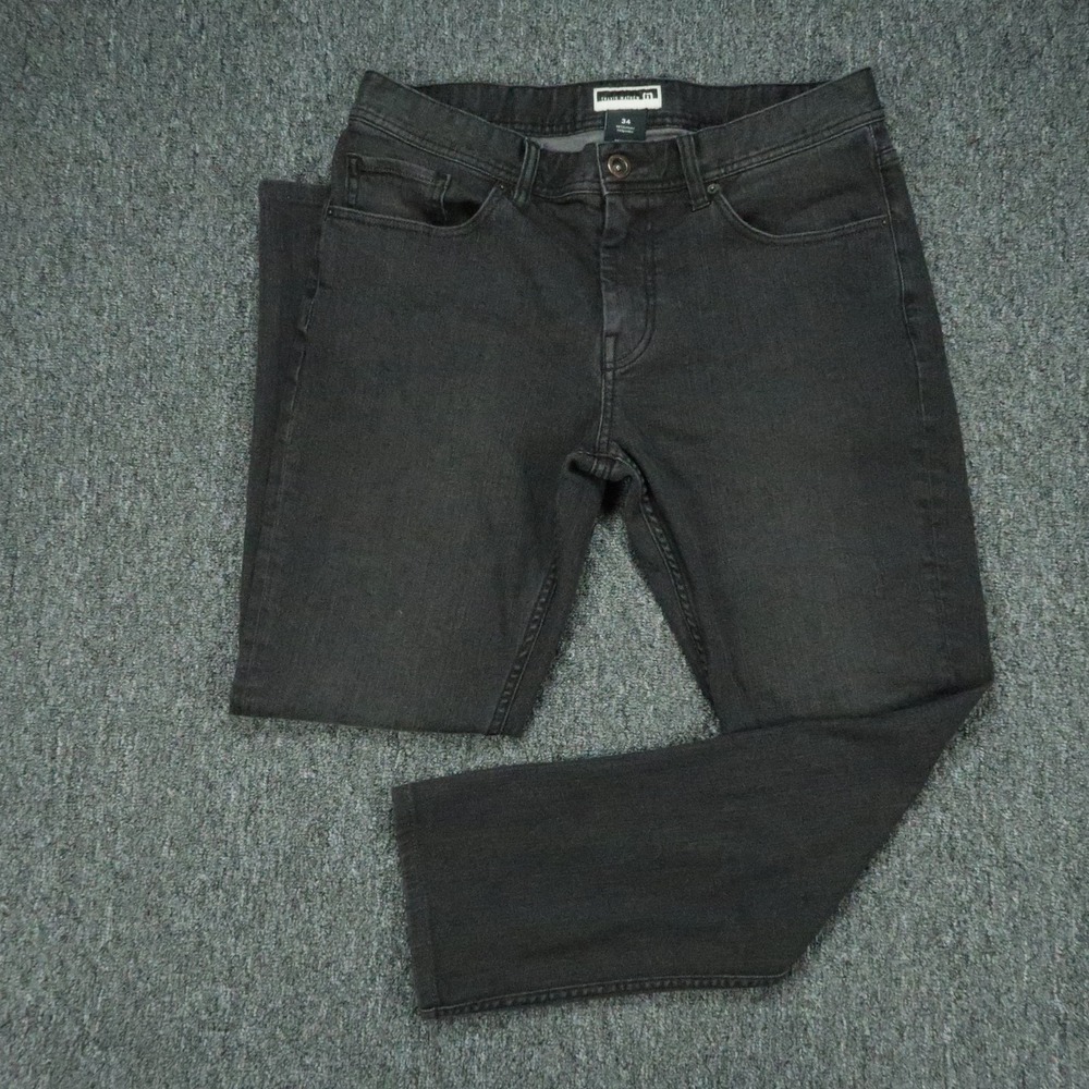 Travis Mathew Jeans Mens 34x29 Black 5 Pocket Straight Denim
